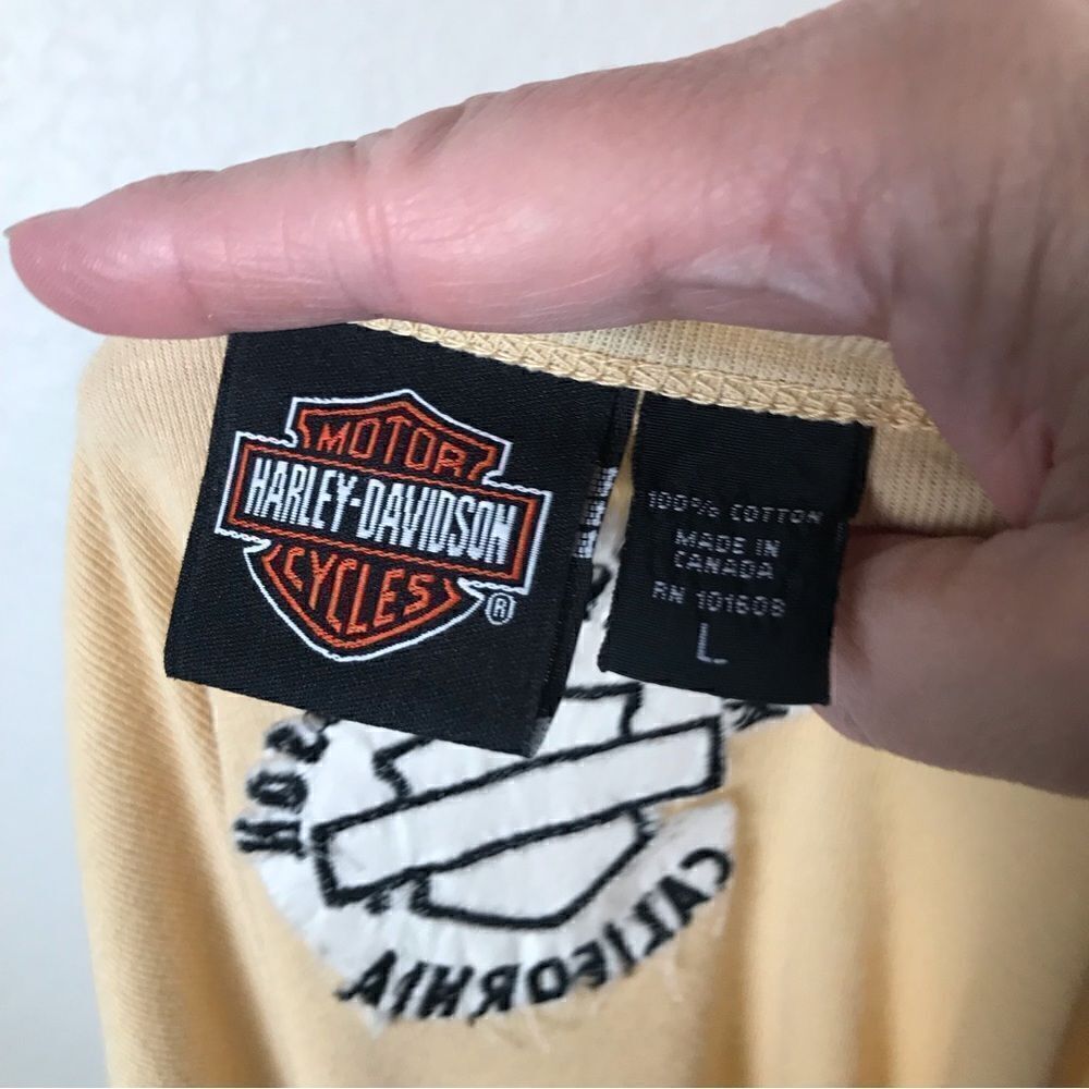 ‎Harley Davidson peachy-beige V-neck long sleeve T-shirt L - Picture 5 of 6